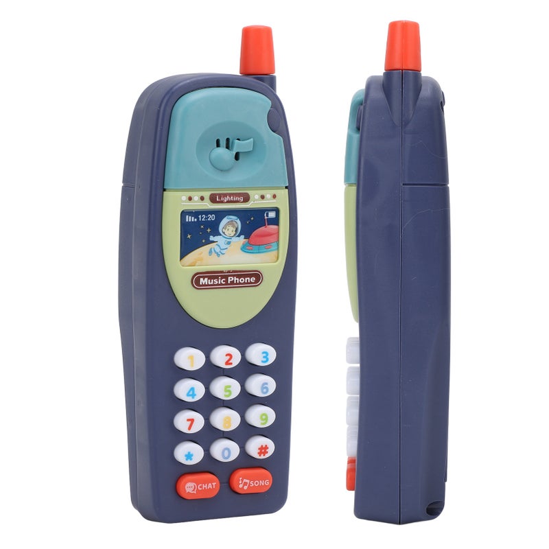Babies Toy Phone Toddlers Mobile CellPhone Baby Learning Education Fun Plastic Music Telephone Model Dark Blue - Image 1
