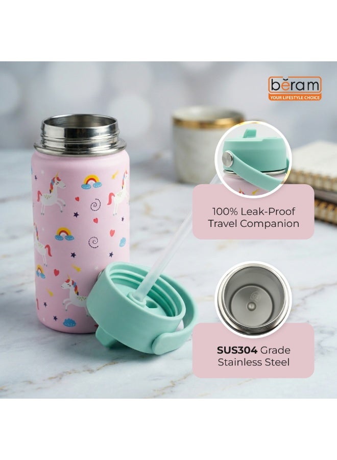 Beram Stainless Steel Thermal Water Bottle 12oz 500ml Smart Water Bottle Aqua Flask Travel Flask for Hot Water Thermos Flask Pink Bottle - Image 3