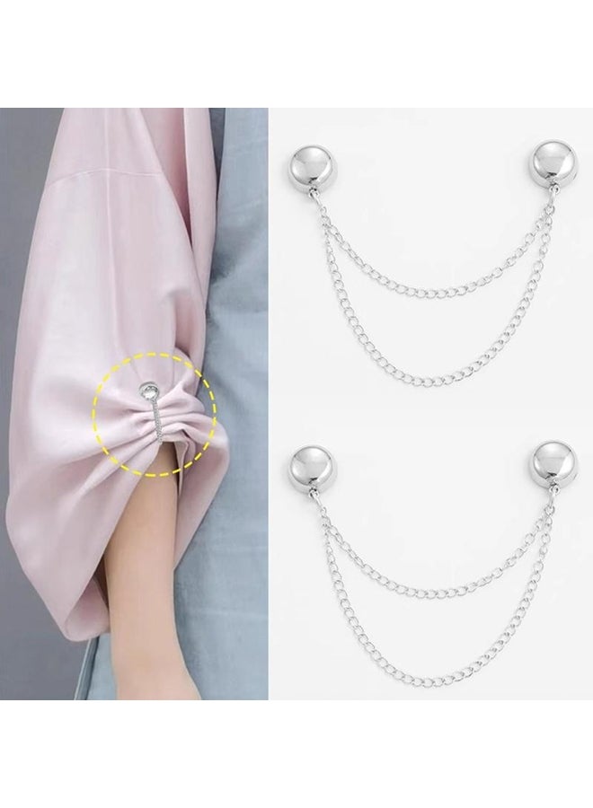 2Pcs Multi-Function Magnetic Clothing Clip With Chain Metal Buttons Clip Clothes Scarf Trouser Legs Cuff Fixing Magnet Pin 
