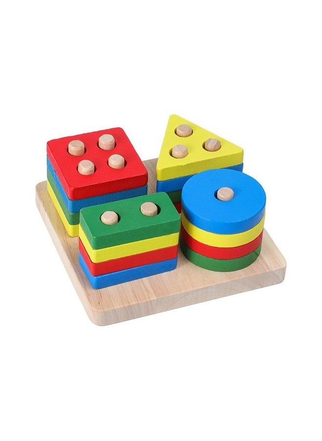 yongsheng Wooden Intelligence Educational Toy，Kids Wooden Stacking Toys & Shape Sorting Board | Geometric Shape Stacker | Eco-Friendly & Non-Toxic Wooden Toy | Early Childhood Development Toys for Fine Motor Skills  - Image 1