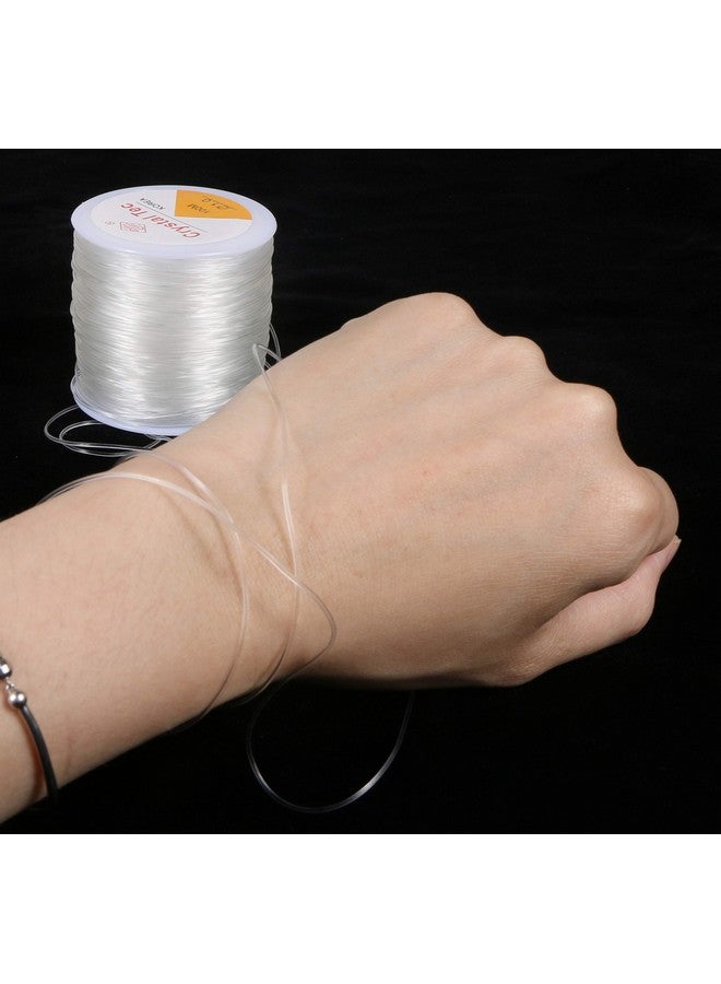 كابكس خيط مرن من الكريستال 0.5 مم - 2 بكرة من خيوط الخرز الأبيض الشفافة القابلة للتمدد وإبرتين لربط الجذور للأساور والخرز وصناعة المجوهرات (100 متر/لفة)، شفاف - Image 3