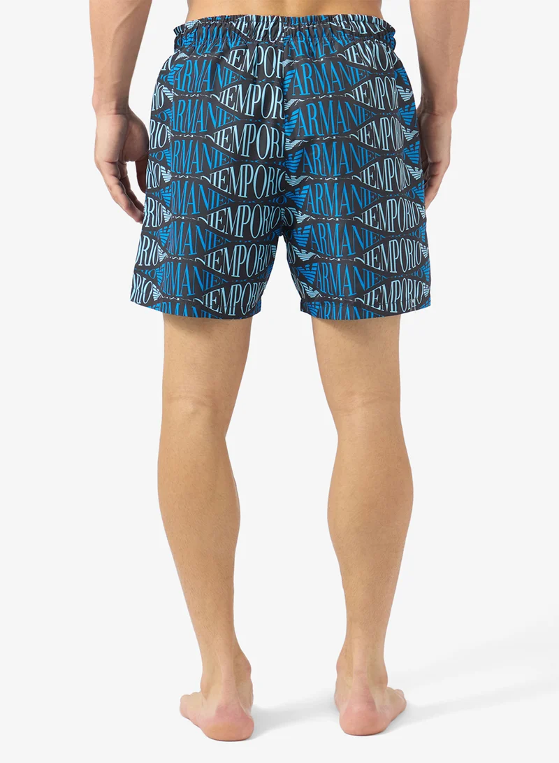 EMPORIO ARMANI  Printed Drawstring Swim Shorts for Men | Best Price UAE