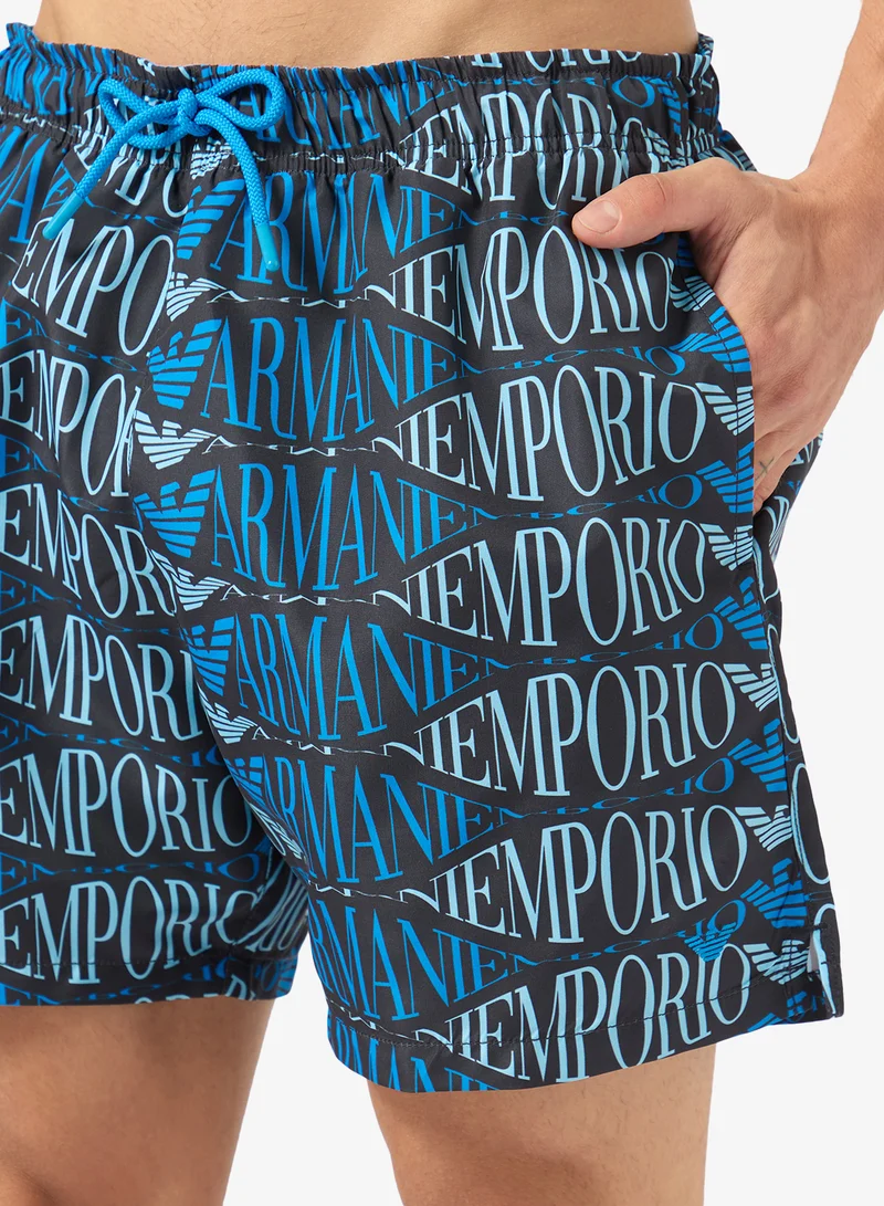 EMPORIO ARMANI  Printed Drawstring Swim Shorts for Men | Best Price UAE