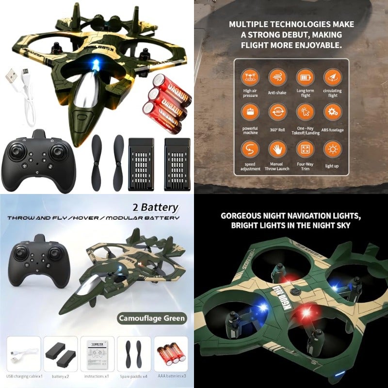 RC DroneRemote Control Aircraft RC Quadcopter 2 Batteries 360 Flips FPV Drone Altitude Hold One-Key Takeoff Landing Cool LED Lights Rechargeable Long Flight Time 3 Speed Modes - Image 1