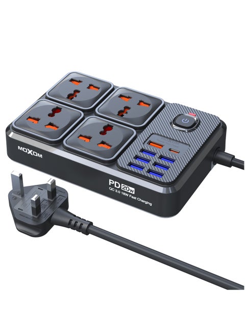MX-ST15 Universal Extension Cord With 4 Universal Sockets, 7 USB ports, 1 PD Port and 2 Meter Cable