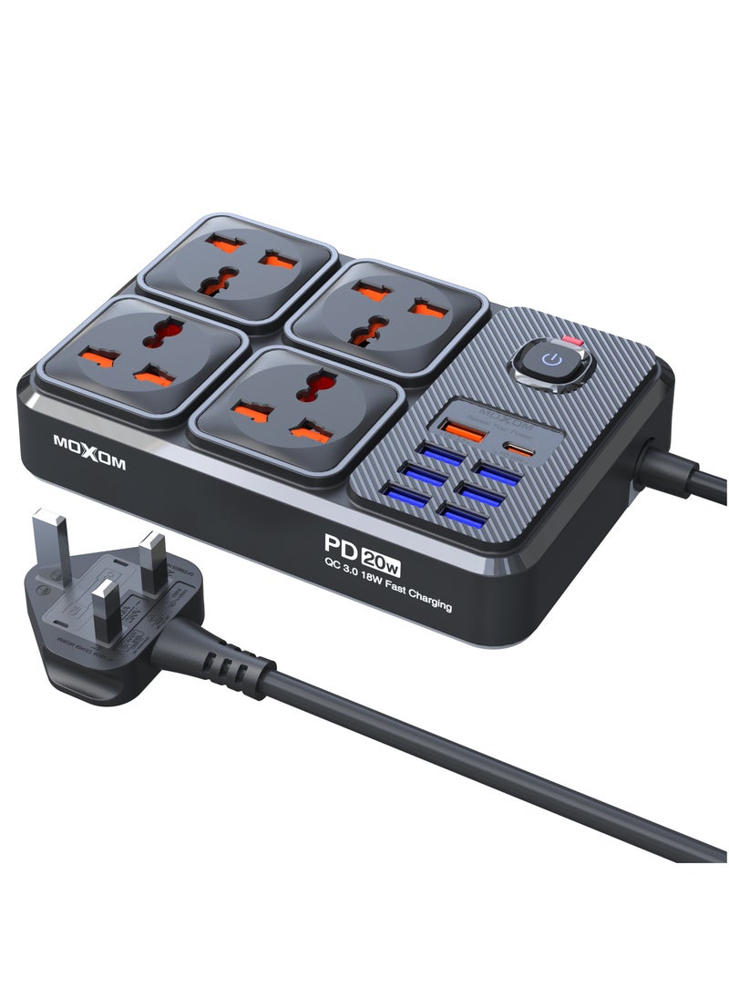 موكسوم سلك تمديد عالمي MX-ST15 مزود بـ 4 مقابس عالمية و7 منافذ USB ومنفذ PD وكابل بطول 2 متر  - Image 1