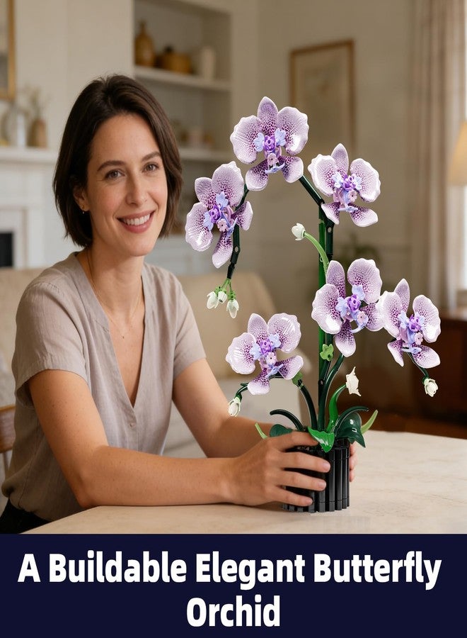 Mov stone Botanicals Orchid Building Set for Adults,Fake Orchid Artificial Plant Collection for Home Office Desk Decor,Ideal Gifts for Mother's Day, Anniversary, Birthday for Ages14+ - Image 3