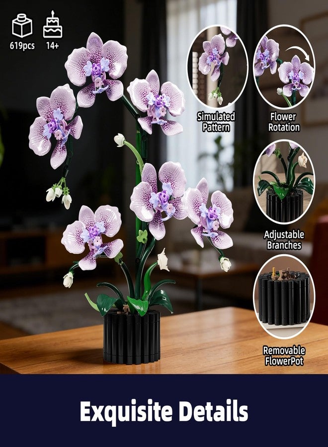 Mov stone Botanicals Orchid Building Set for Adults,Fake Orchid Artificial Plant Collection for Home Office Desk Decor,Ideal Gifts for Mother's Day, Anniversary, Birthday for Ages14+ - Image 2