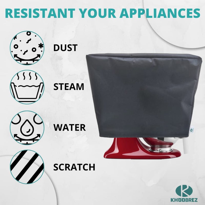 KHOOBREZ KHOOBREZ Nylon Dust and Waterproof Washable Stand Mixer Cover for Kitchen SmBc Black  - Image 4