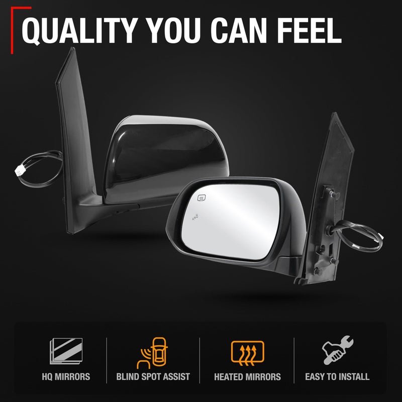 T1A Driver Side Mirror Replacement - Compatible with 2013-2017 Toyota Sienna - Powered Adjustment, Heated, Manual Fold, Flat Glass - Smooth Black, 6H6P - OEM 87940-08113, TO1320301 - Image 4
