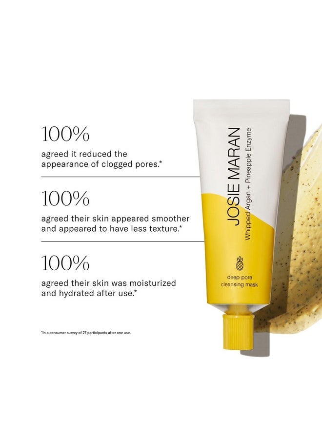 josie maran - Whipped Argan + Pineapple Enzyme Deep Pore Cleansing Mask Purifying Pore Mask With Nourishing Moroccan Argan Oil 3 Essential Fatty Acids & Squalane Oil (2 Oz / 56 G) - Image 1
