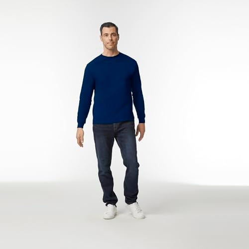 Gildan Men's Heavy Cotton Long Sleeve T-Shirt, Style G5400, 2-Pack, Navy, Medium - Image 3