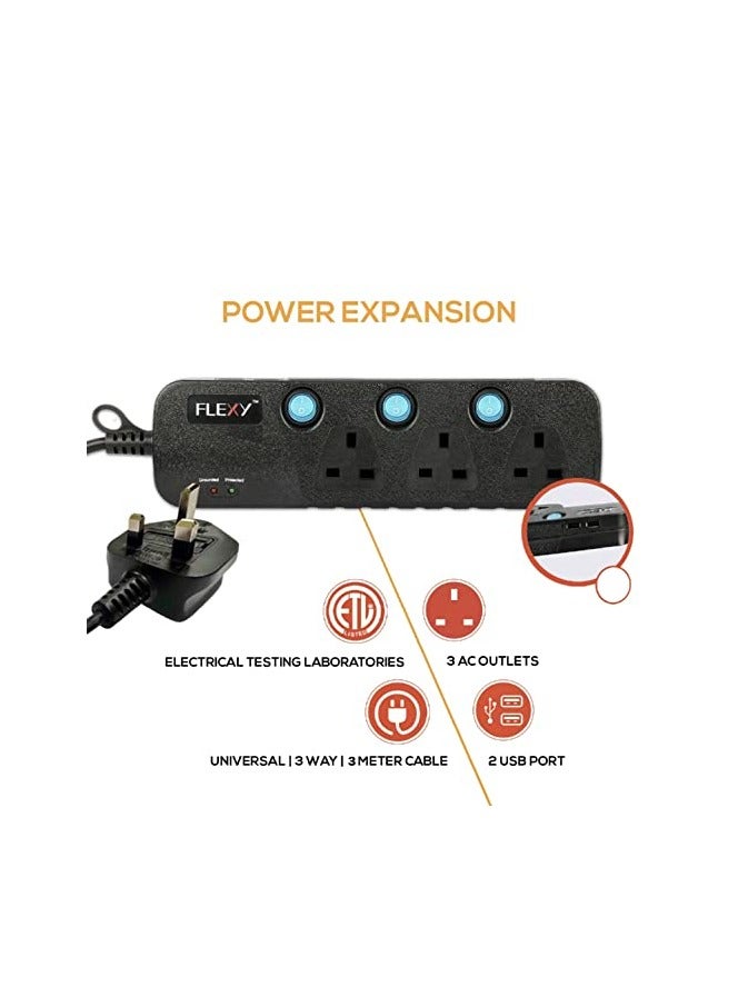 FLEXY Extension Cord UK Standard – 5-Year Warranty, Ideal for Mobile Phones, Tablets, Computers, and Digital Devices - Image 2