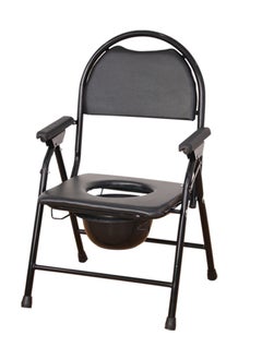 Generic Bathroom Chair Black Leather with Back and Armrests Commode Chair without Wheels JL8996  - Image 3