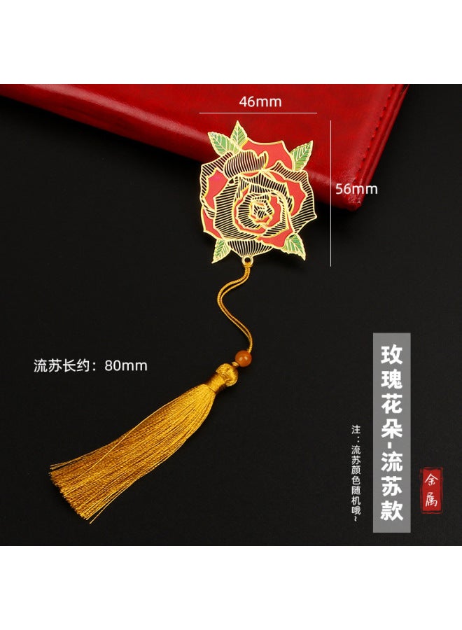 HELPS Creative Metal Painted Bookmark Chinese Style Brass Tassel Retro Student Exquisite Gift Bookmark Wenchuang - Image 1