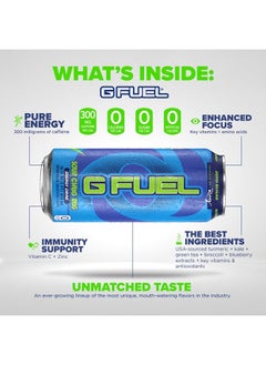 G Fuel Chug Rug Energy Drink, Sugar Free, Healthy Drinks, Zero Calorie, 300 mg Caffeine per Carbonated Can, Sour Blue Flavor, Focus Amino, Vitamin + Antioxidants Blend - 12 Pack  - Image 3