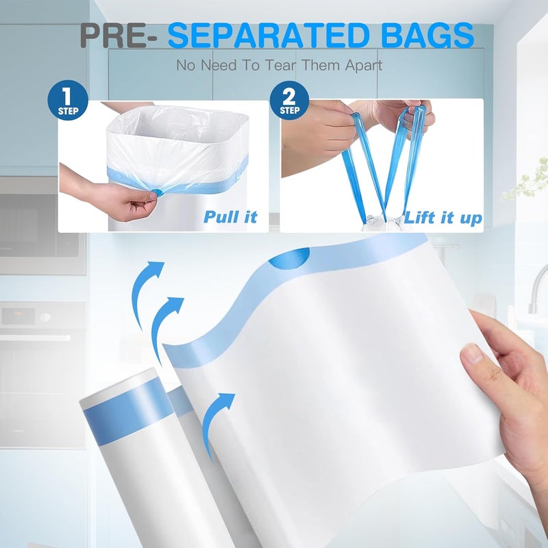 Charmount Small Trash Bags 4 Gallon, 200 Count Drawstring Mini Garbage Bags, Plastic Trash Can Liners for Bathroom, Office, Bedroom – Super Value Bulk - Image 4