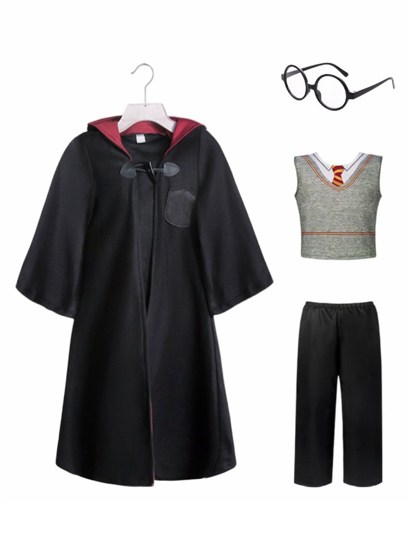 Harry Potter Deluxe Robe Costume 4Pcs set, Gryffindor Robe Cape Cosplay Costume Includes Vest and Pants - Image 2