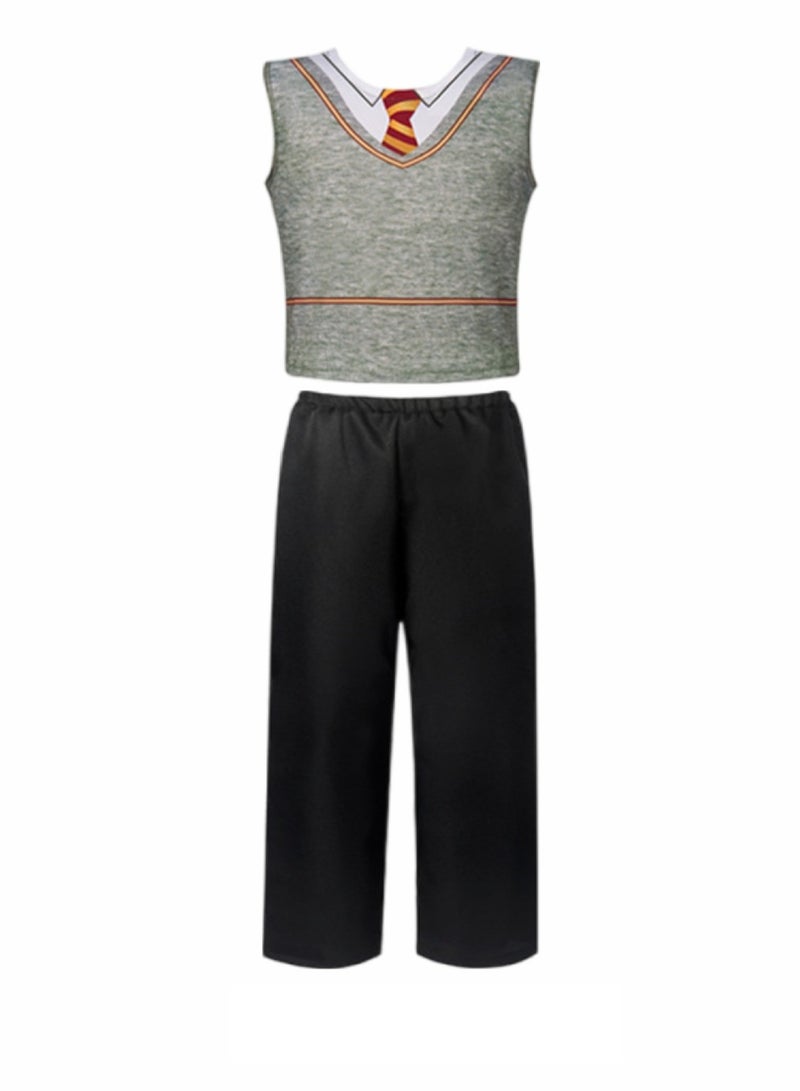 Harry Potter Deluxe Robe Costume 4Pcs set, Gryffindor Robe Cape Cosplay Costume Includes Vest and Pants - Image 4