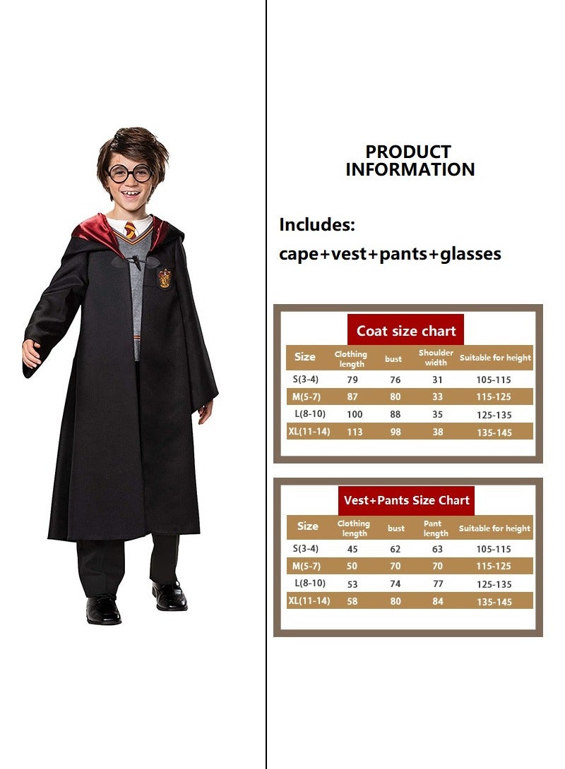 Harry Potter Deluxe Robe Costume 4Pcs set, Gryffindor Robe Cape Cosplay Costume Includes Vest and Pants - Image 5