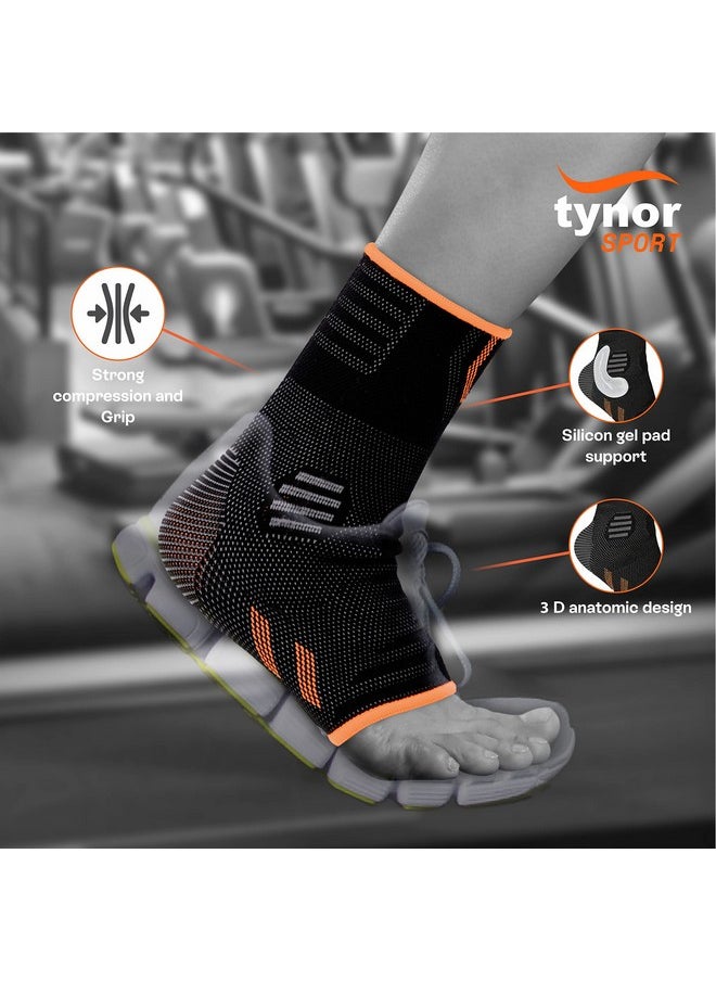 Tynor - Ankle Support Air Pro, Black & Orange, Medium, 1 Unit - Image 1