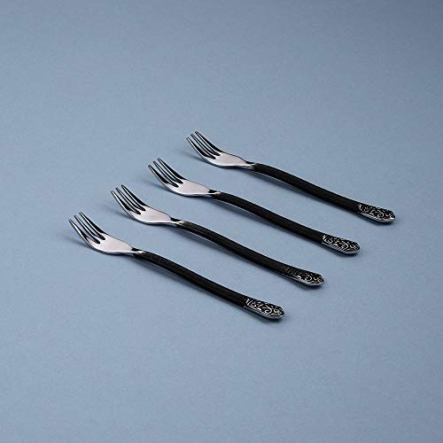 Gourmet Settings 4-Piece Cocktail Matte/Polished Metal Flatware Serving Set, Stainless Steel Silverware, Appetizer/Seafood/Fruit Fork, 5.75 Inch, Dishwasher Safe (34-917) - Image 2