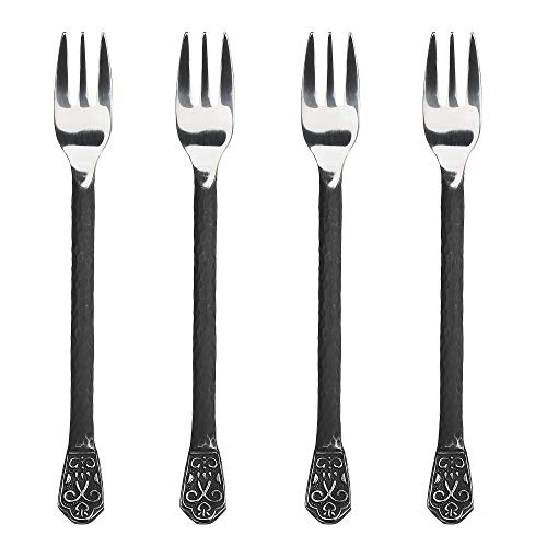 Gourmet Settings 4-Piece Cocktail Matte/Polished Metal Flatware Serving Set, Stainless Steel Silverware, Appetizer/Seafood/Fruit Fork, 5.75 Inch, Dishwasher Safe (34-917) - Image 1