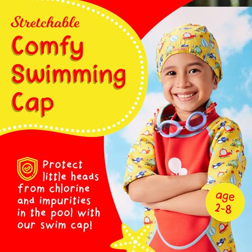 Cheekaaboo Kids Swim Cap Soft Stretch Spandex QuickDry Fabric Comfortable Toddler Swimming Cap for Boys Girls 28 Years - Image 3