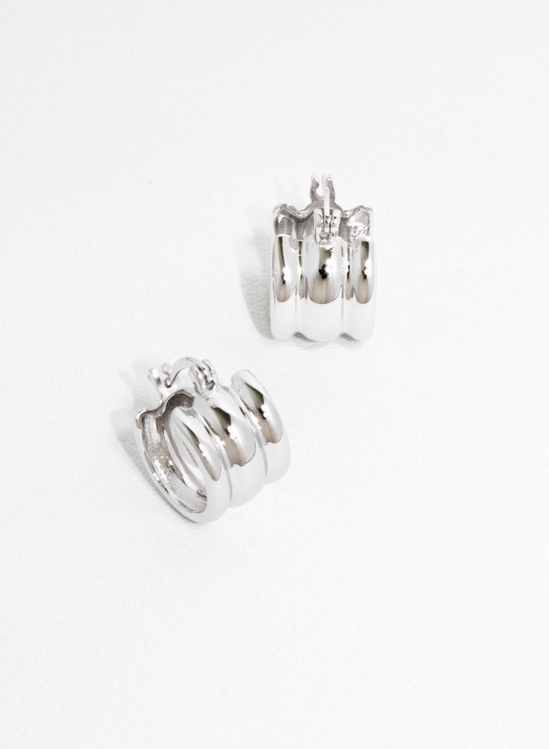 Raia Gentle Ripple Earrings - S925 Silver Plated with Rhodium - Image 2