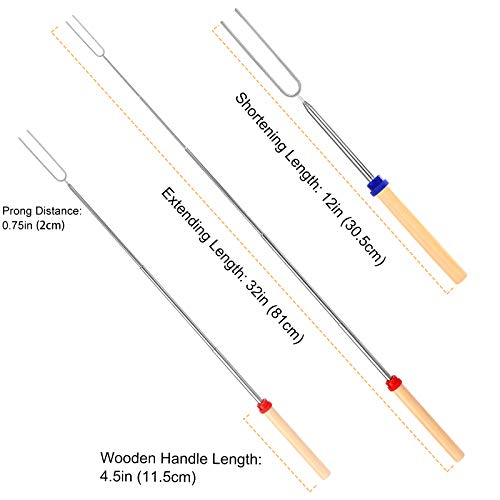 BBQStyle Marshmallow Roasting Sticks, Telescoping Smores Sticks for Open Fire Pit, 32 Inch Long Marshmallow Toasting Barbecue Forks S’mores Skewers for Campfire Camping Hotdog Hot Dog Bonfire Grill, 5 Pack - Image 2