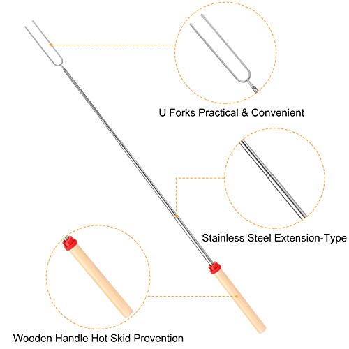 BBQStyle Marshmallow Roasting Sticks, Telescoping Smores Sticks for Open Fire Pit, 32 Inch Long Marshmallow Toasting Barbecue Forks S’mores Skewers for Campfire Camping Hotdog Hot Dog Bonfire Grill, 5 Pack - Image 3