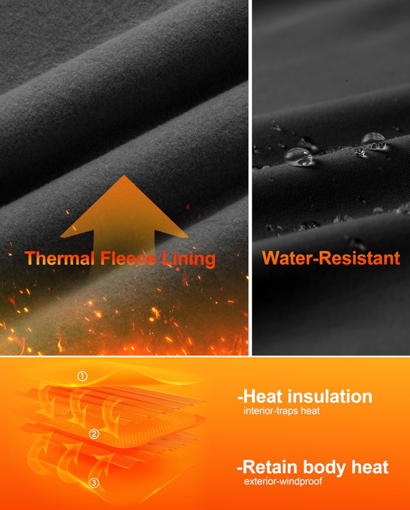 Soothfeel Women's Fleece Lined Pants 29" High Waisted Zipper Pockets Winter Warm Thermal Sweatpants Snow Hiking Lounge Pants Black XL - Image 3