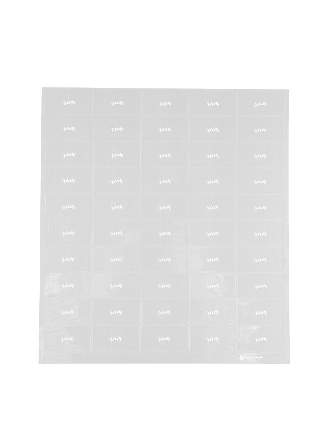 Restaurantware Label Tek 1.9 x 1 Inch Juice Bottle Labels, 100 Self-Adhesive Labels For Bottles - Resists Condensation, For Drink Pouches, Clear With White Font Plastic Water-Resistant Labels - Image 2