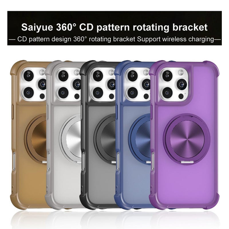 HuHa Protective Cover For iPhone 12 Pro Max CD Texture 360 Degree Rotating Holder MagSafe Phone Case(Blue) - Image 2