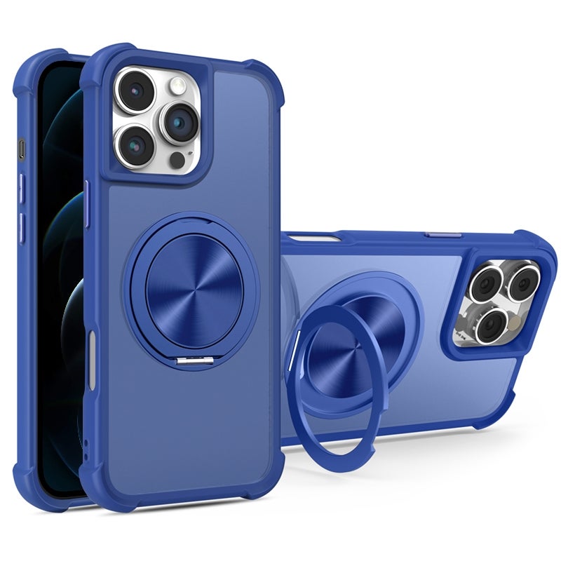 HuHa Protective Cover For iPhone 12 Pro Max CD Texture 360 Degree Rotating Holder MagSafe Phone Case(Blue) - Image 1