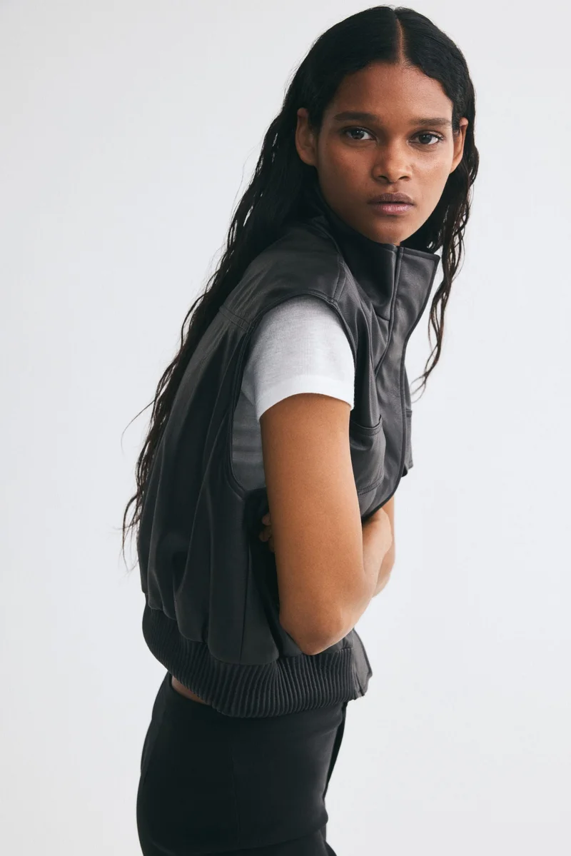 Oversized coated gilet