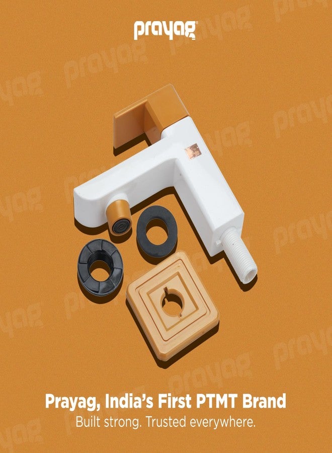 Prayag® Quadra Pillar Cock | PTMT Plastic Foam Flow Table Mount Faucet with Flange | 3-Years Manufacturer's Warranty | Leakproof Wash Basin Tap - (Gold) - Image 3