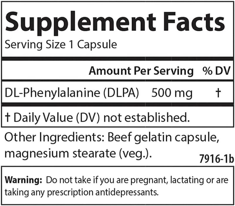 Carlson DLPA DLPhenylalanine 500 mg Mood Cognitive  Nervous System Support Supplement  60 Capsules - Image 4