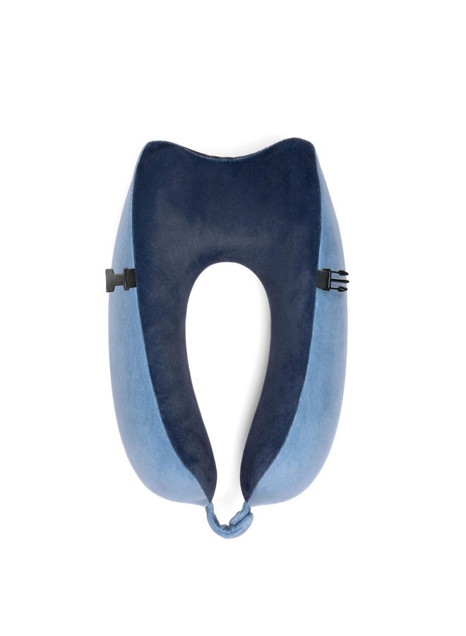 Brookstone Memory Foam Neck Travel Pillow Set - Portable Lightweight U-Shaped Stuffable Travel Neck Pillow for Car, Airplane Travels and Sleep, Size One Size, Blue - Image 1