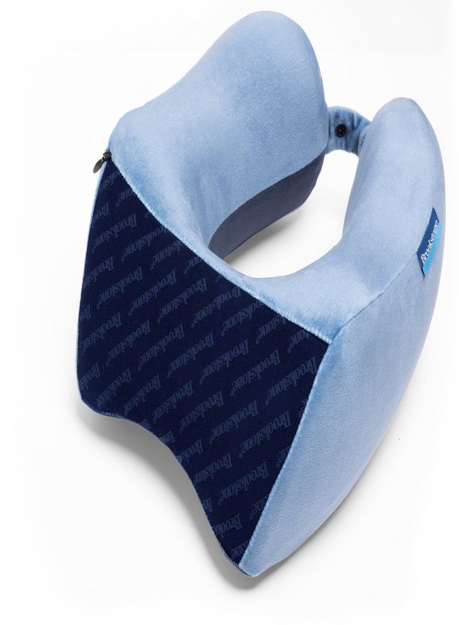 Brookstone Memory Foam Neck Travel Pillow Set - Portable Lightweight U-Shaped Stuffable Travel Neck Pillow for Car, Airplane Travels and Sleep, Size One Size, Blue - Image 3