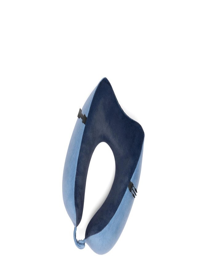 Brookstone Memory Foam Neck Travel Pillow Set - Portable Lightweight U-Shaped Stuffable Travel Neck Pillow for Car, Airplane Travels and Sleep, Size One Size, Blue - Image 4