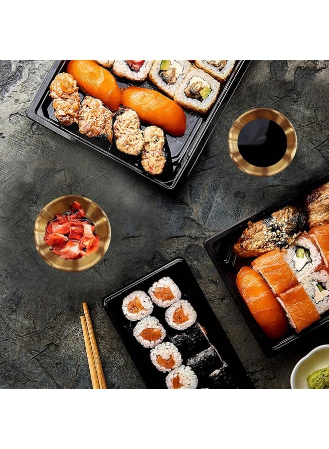 KASTWAVE Stainless Steel Sauce Dish, Seasoning Dishes, Premium Sushi Dipping Bowl Saucers, Metal Ramekins, Mini Appetizer Plates, Individual Condiment Sauce Cups (2.3Oz, 6Pcs Gold) - Image 3