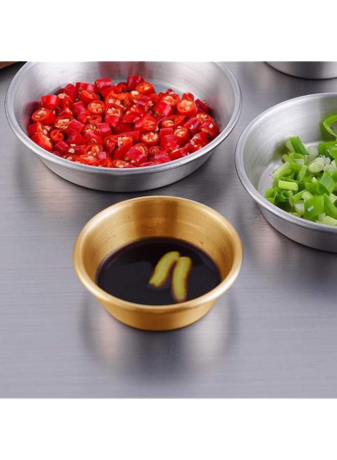 KASTWAVE Stainless Steel Sauce Dish, Seasoning Dishes, Premium Sushi Dipping Bowl Saucers, Metal Ramekins, Mini Appetizer Plates, Individual Condiment Sauce Cups (2.3Oz, 6Pcs Gold) - Image 2