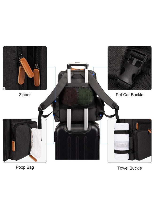 Modoker Modoker Dog Travel Bag, Airline Approved Backpack for Pet Accessories Organizer, Tote Weekend Bag with 2 Dog Food Storage Containers, 2 Collapsible Dog Bowls, 1 Pet Mat, Black - Image 5