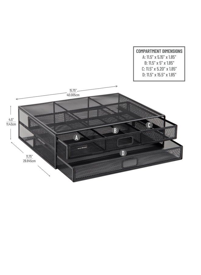 Mind Reader Monitor Stand, Ventilated Laptop Riser, Storage Drawer, Office, Metal Mesh, 15.75"L x 11.75"W x 4.5"H, Black - Image 3