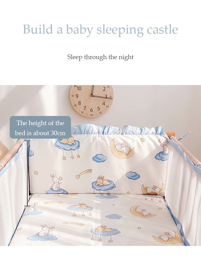 DUNISO 5 Pieces of Baby Crib Bumper Breathable, anti collision crib cushion, rectangular crib protective pad, can be spliced and bent, suitable for boys and girls to use in summer, 120*70cm - Image 4
