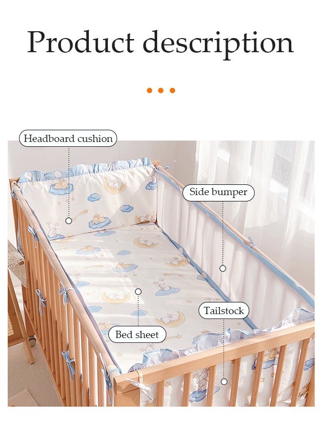 DUNISO 5 Pieces of Baby Crib Bumper Breathable, anti collision crib cushion, rectangular crib protective pad, can be spliced and bent, suitable for boys and girls to use in summer, 120*70cm - Image 2