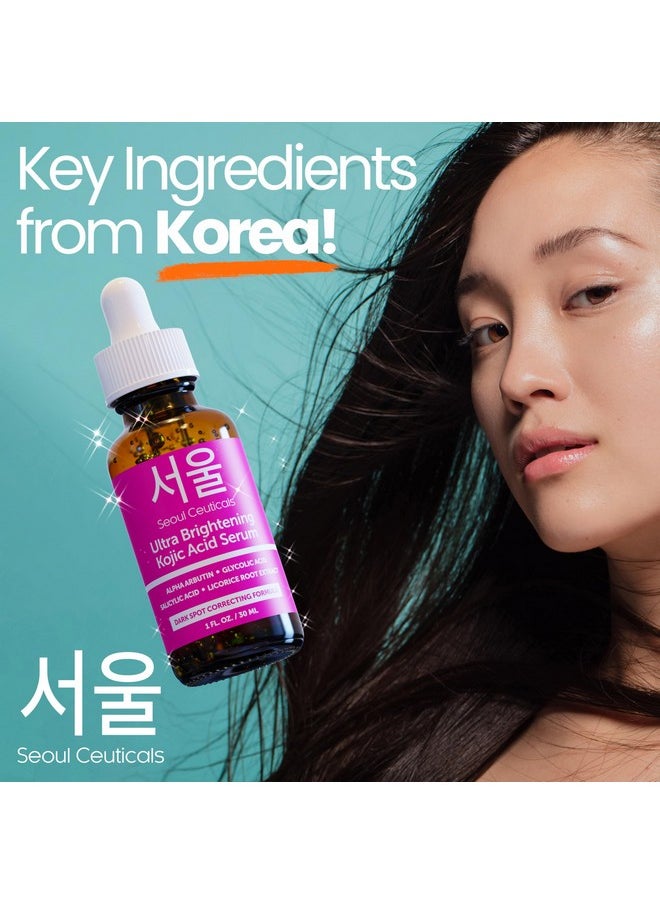seoulceuticals SeoulCeuticals Korean Skin Care Kojic Acid Serum Alpha Arbutin Serum - Dark Spot Remover Corrector Glycolic Acid Serum + Salicylic Acid K Beauty 1oz  - Image 4