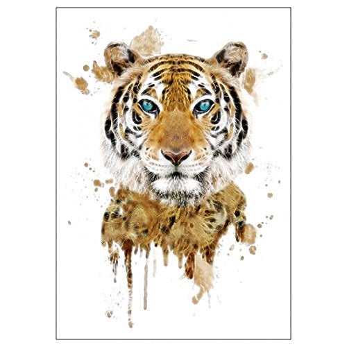 S.A.V.I 3D Temporary Tattoo Waterproof Sticker Beautiful Colorful Big Tiger Leopard Face Designs Size - 21x15cm (100) - Image 3
