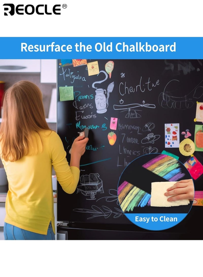 REOCLE Removable Blackboard Wallpaper with Chalks Set Wall Stickers DlY Decorative Chalkboard Wall Sticker PVC Material Art for Home Office Kitchen School 17.7"H*39.3"L - Image 3